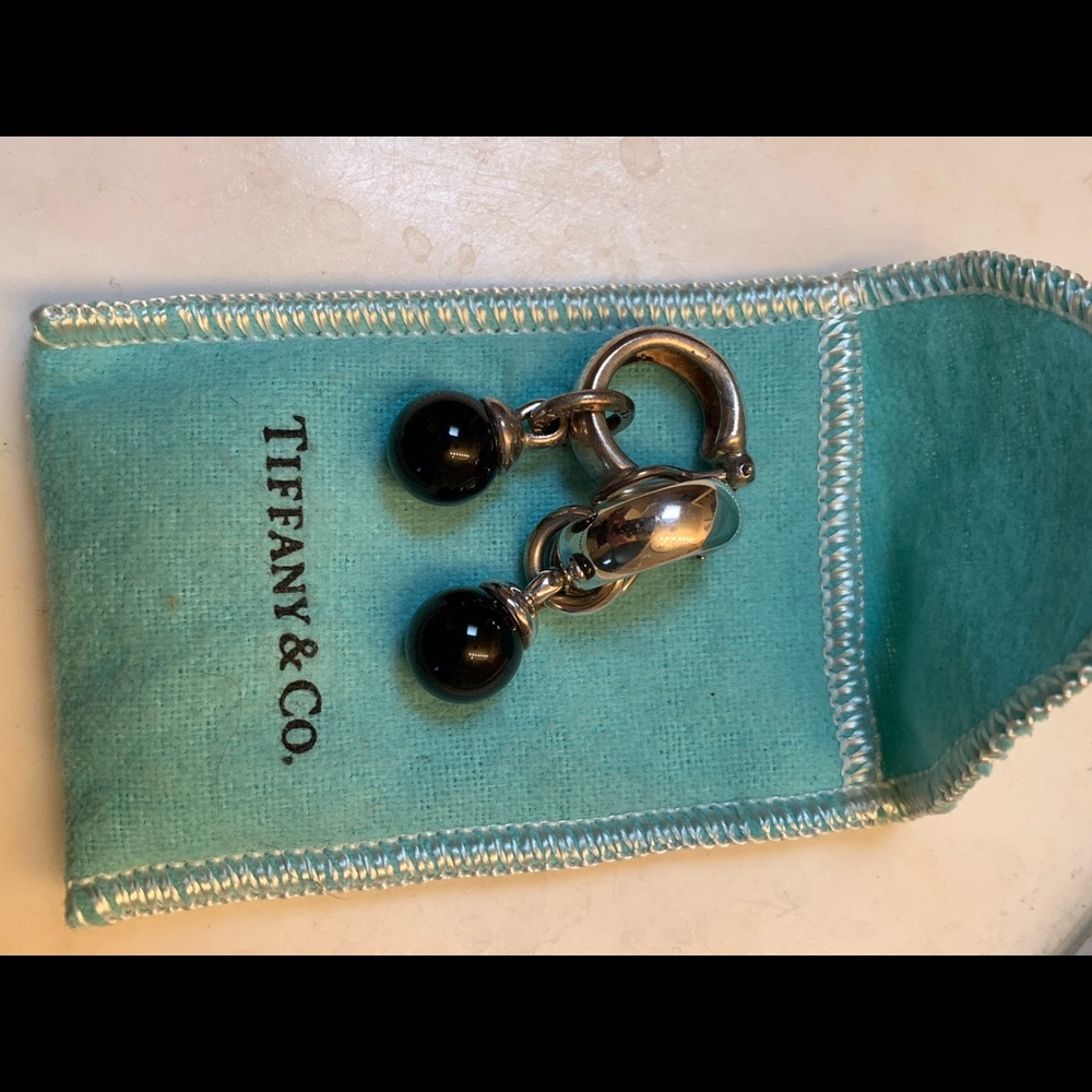 Tiffany & Co black onyx clip on earrings
